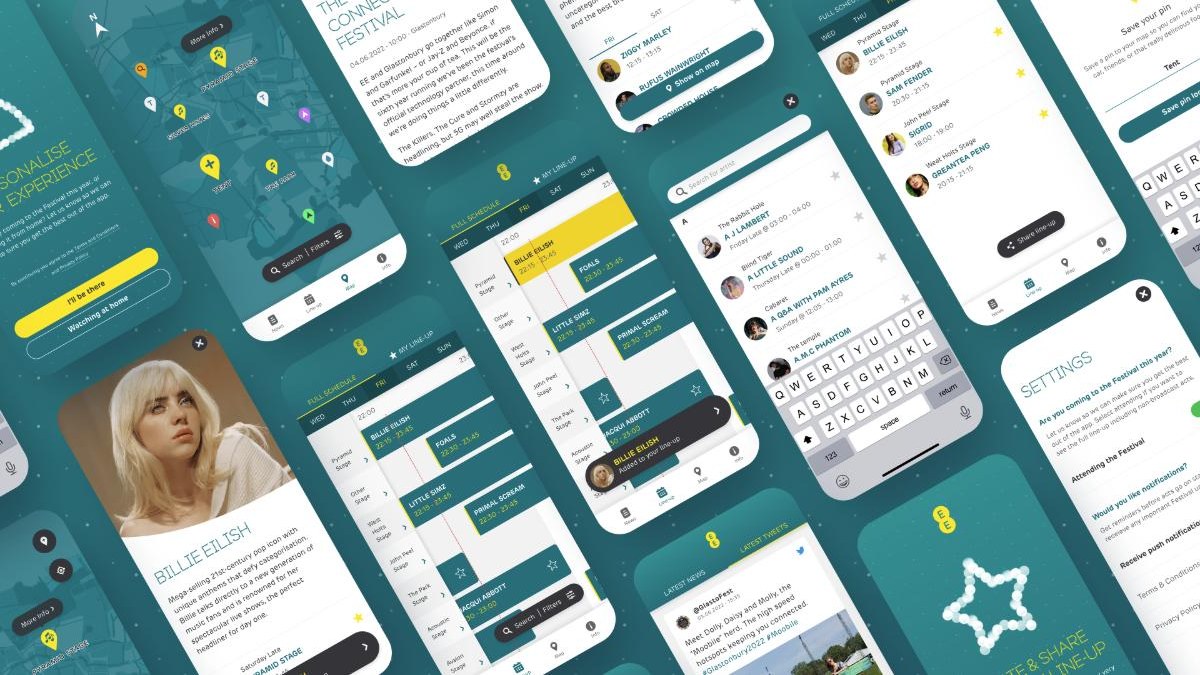 Glastonbury app screens